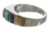 Southwest Sterling Silver Multicolor Inlay Ring Size 5-3/4 VX36616